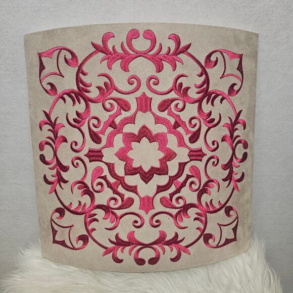Damask Beige and Fuchsia Square 3-D Wall Hanging - Picture 1 of 6